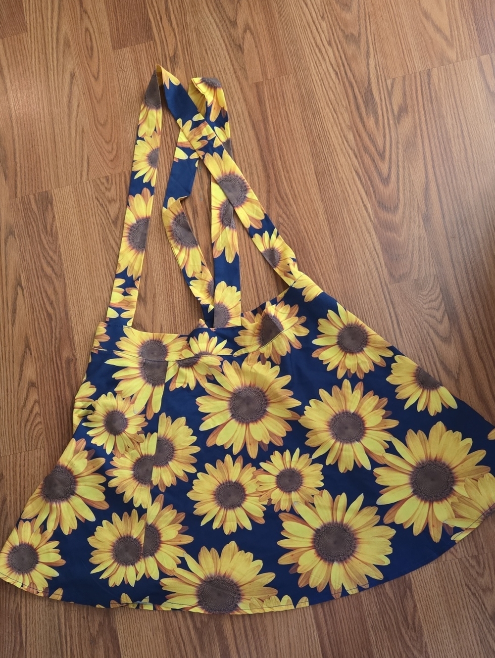 Sunflower Print Navy Yellow Skirt With Straps